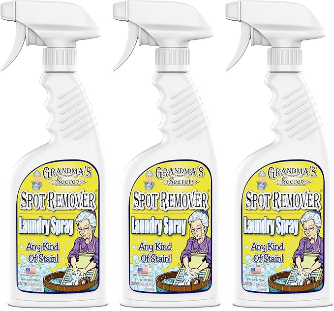 Grandma's Secret Spot Remover Laundry Spray - Chlorine, Bleach and Toxin-Free Stain Remover - Stain Remover for Clothes - Fabric Stain Remover Removes Oil, Paint, Blood and Pet Stains - 16 Oz, 3 Pack