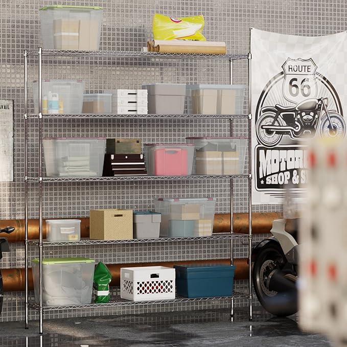 14" Deep x 72" Wide x 86" Height Wire Shelving Kit | 5-Tier | NSF Commercial Storage Rack Unit