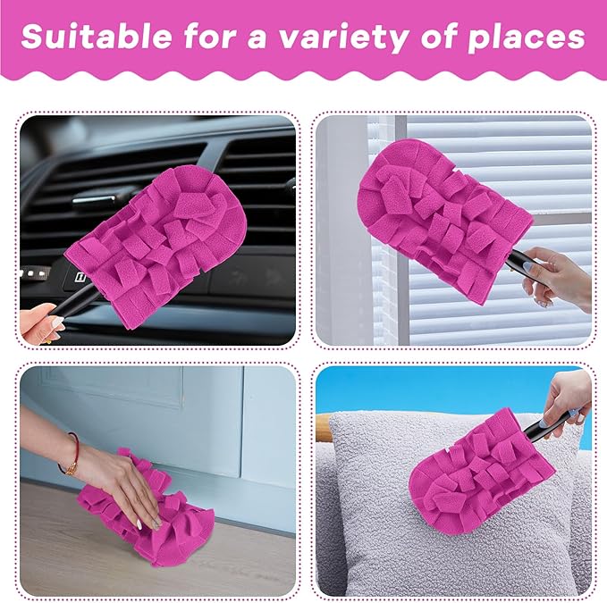 Zubebe 6 Pcs Duster Refill Reusable Fleece Duster Refills Feather Flat Dusters Multi Surface Washable Cleaning Pads Tools for Home, Blinds, Car, Pet, Furniture, Fans (Peach Red)