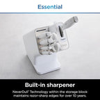 Ninja K12007WHBN NeverDull 7-Piece Prep Knife System, Essential, High Carbon Stainless Steel, Built-in Sharpener, White