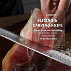 PAUDIN Brisket Knife, 12 Inch Carving Knife Stainless Steel Brisket Slicing Knifes with Granton Edge for Meat Cutting, Roasts, BBQ, Turkey