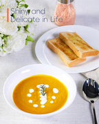 14 OZ (16 OZ MAX) White Opal Glass Cereal Bowl Set of 6, 6.5 inch Dishwasher & Microwave Safe Round Bowls for Soup, Salad and Rice