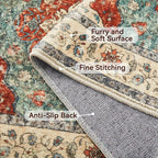Topllen Washable Area Rug - Area Rug 6'x9' Boho Soft Living Room Rug, Non-Slip Large Area Rugs Indoor for Dining Room Livingroom Bedroom, Vintage Rug (Rust, 6x9ft)