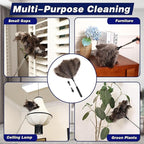 Soarer Extendable Ostrich Feather Duster - 40 inches Fluffy Long Handle Reusable Feather Duster for Cleaning Ceiling Fan,Pendant lamp, High Ceiling, Blinds, Furniture