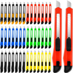 42 Pack Box Cutter Retractable, 9MM Snap-Off Blade Utility Knife With Self-Lock Design for Cutting Boxes, Carton, Cardboard, Paper