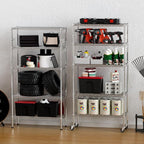 YNN Storage Shelves,1750Lbs 5 Tier Heavy Duty Metal Rolling Shelving Unit with Wheels & 8 Hooks, Adjustable Garage Wire Rack for Kitchen, Bathroom,Industrial,Pantry(36" W x 14" D x 72" H, Chrome)