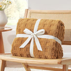 Cozy Bliss Soft Queen Size Waffle Blanket - Lightweight Cozy Blankets Gift for Women,Cute Checkered Throws Blanket for Bed, Couch and Sofa,Brown,90x90 Inches