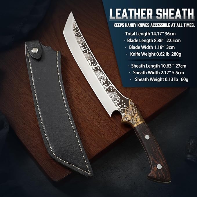 Purple Dragon Slicing Carving Knife – 8.86" Brisket Knife Razor Sharp Japanese Breaking Knives for Meat Cutting, Full Tang Design with Ergonomic Handle, Anniversary Kitchen Gifts for Dad Fathers