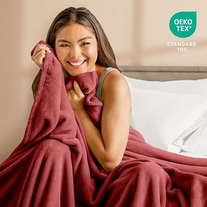Bare Home Fleece Blanket - Throw/Travel - Ultra-Soft Lightweight for Bed, Sofa, and Couch - Luxury Microplush - Cozy Warm Blanket (Throw/Travel, Rosewood)