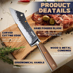 Huusk Meat Cleaver Knife Butcher Knife for Meat Cutting 8.3 inch Japanese Viking Knife Hand Forged Carving Knives for Slicing BBQ Kitchen Cooking with Present Box