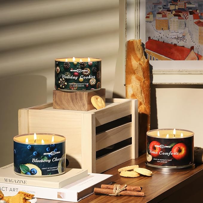 Over 50 Hours Jar Candle - 4-Wick Long-Lasting Scented Candles, 18oz Natural Soy Wax Candle for Home, Candle Gifts for Women & Men, Champagne Cassis & Honey