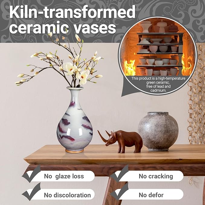 Ceramic Vase Living rRoom Home Decoration Ornament Hand-Painted Landscape Flower Vase Art Collectible (8.47x4.72in)