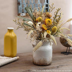 Quoowiit Ceramic Rustic Farmhouse Vase, Distressed Decorative Flower Vase for Home Decor, Ideal Shelf Decor, White Boho Vase for Living Room Bedroom Kitchen Office Decor Centerpiece Table Decorations