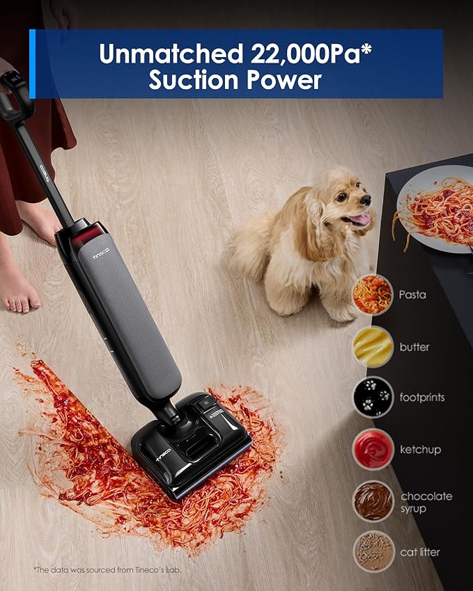 Tineco Floor One S7 Artist Wet Dry Vacuum Cleaner, 22kPa Suction, iLoop Smart Sensor, DualBlock Anti-Tangle Design, 185℉ Flashdry, 50 Min Runtime, Dual-Edge Cleaning, 180° Lay-Flat