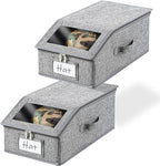 Hat Organizer for Baseball Cap, Hat Storage for Closet with Clear Window, 2 Pack Stackable Storage Organizer Holds up to 24 Caps, Breathable Fabric Box for Snacks, Toys, Socks (Grey)