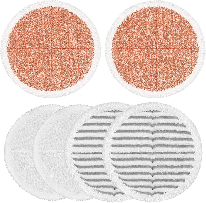 6 Pack Mop Pads Replacement Compatible with Bissell Spinwave Mops 2124 2039 2037 2039A Series Steam Mop Pads for Bissell Spinwave Hard Floor Cleaning Kits 2 Soft Pads, 2 Scrubby and 2 Heavy Scrub Pads