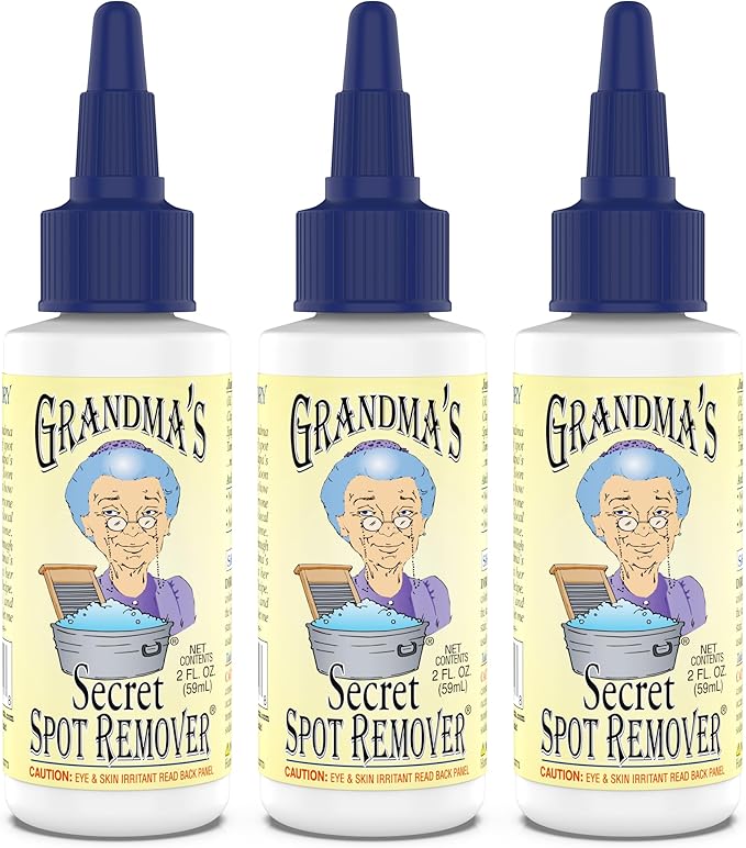 Grandma's Secret Spot Remover Laundry Spray - Chlorine, Bleach and Toxin-Free Fabric Stain Remover for Clothes - Removes Oil, Paint, Blood and Pet Stains - 2 Oz, 3 Pack