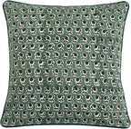 Ridhi Basil Green Block Print Cotton Canvas Throw Pillow Covers for Decorative Couch Pillows for Living Room, Chic Boho Cute Outdoor Valentine Pillows Covers Gifts 16x16 Inches