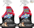 Resolve Ultra Pet Odor and Stain Remover Spray, Carpet Cleaner, 32oz (Pack of 2)