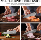 Sunnecko Chef Knife 8 inch,High Carbon Stainless Steel Kitchen Knife,Ultra Sharp Gyutou Cutting Knife with Sheath and Gift Box for Family & Restaurant