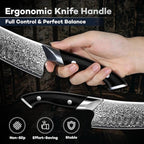 DRAGON RIOT Japanese Chef Knife, Damascus Santoku Knife with VG10 Steel Core, Ultra Sharp Handmade Kitchen Knives with Ergonomic Handle, Premium Gift Box for Mom and Dad