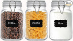 50oz Square Glass Food Storage Jars Storage Container with Clear Preserving Seal Wire Clip Fastening for Kitchen Canning Flour, Cereal, Pasta, Sugar, Beans