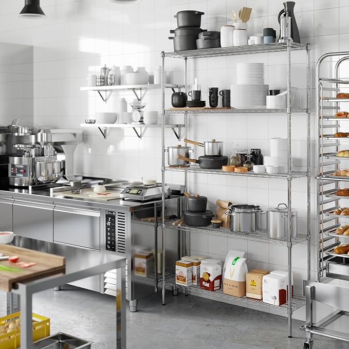 14" Deep x 48" Wide x 86" Height Wire Shelving Kit | 5-Tier | NSF Commercial Storage Rack Unit