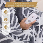 LUXIAN Heated Blanket Electric Throw,72" x 84" Full Size,Jacquard Polar Fleece Heated Blanket with 10 Hours Timer Auto-Off & 5 Heating Levels,Machine Washable (Grey)