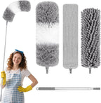 4PCS Dusters for Cleaning, Extendable Microfiber Duster with Extension Pole Up to 100'', Bendable Washable Cleaner Dusters for Cleaning Fan, High Ceiling, Blinds, Furniture, Car