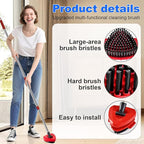4-Section Stainless Steel Spin Mop Handles, Mop Base & Upgrade Scrub Brush Combo for Ocedar EasyWring RinseClean 2 Tank System, Mop Handle Mop Base & Brush Set for O Cedar, Universal Thin Screw Joints