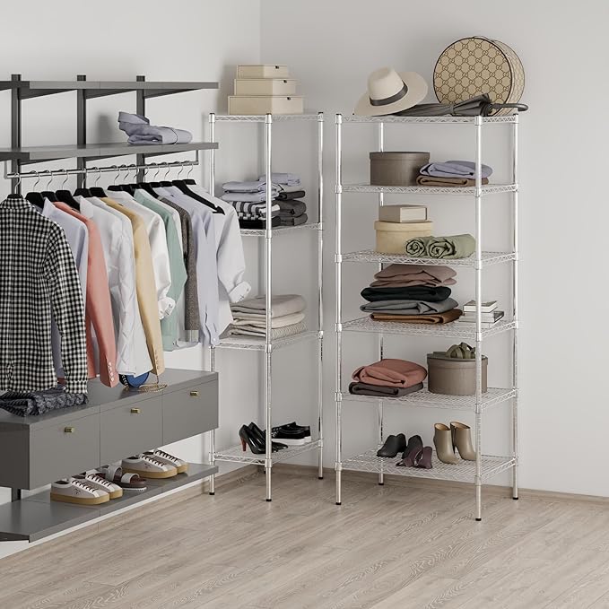 21" Deep x 30" Wide x 74" Height Wire Shelving Kit | 6-Tier | NSF Commercial Storage Rack Unit