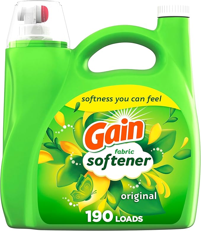 Gain Fabric Softener, Original Scent, 140 fl oz, 190 Loads, HE Compatible, Packaging may vary