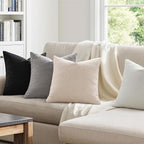 MIULEE Pack of 4 Decorative Textured Boucle Throw Pillow Covers 20x20 Inch Black White Accent Solid Pillow Cases Soft Couch Cushion Covers Modern Farmhouse Boho Chair Sofa Bed Livingroom Home Decor