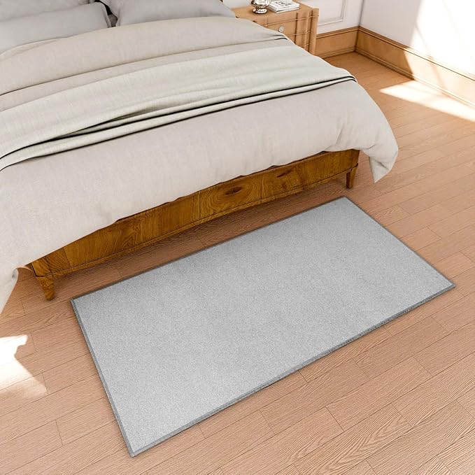 Area Rug with Non Slip Rubber Backing, Washable Soft Floor Carpet for Living Room, Kitchen, Entryway Indoor, Bedroom, Laundry, Low Pile Area Rugs, Solid Color with Pointillism Style, 3 * 5 ft Grey