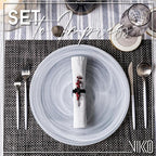 Vikko Charger Plates, Set of 4 White Alabaster Dinner Plates, 13" Plate with Marbelized, Swirl Design, Elegant Glass Charger, Dishwasher Safe