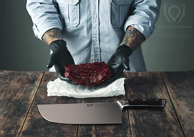 Dalstrong Meat Cleaver Knife-9"- Gladiator Series-'The Ravager'-Heavy Duty Butcher Kitchen Knife Gift-Forged High Carbon German Steel-BBQ, Meat Knife-w/Sheath-NSF Certified