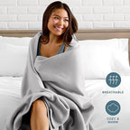 Bare Home Polar Fleece Blanket - Light Grey - Warm & Cozy - Premium Fleece for Bed, Sofa, Camping, Travel and Cold Nights - Lightweight Blanket (King, Light Grey)