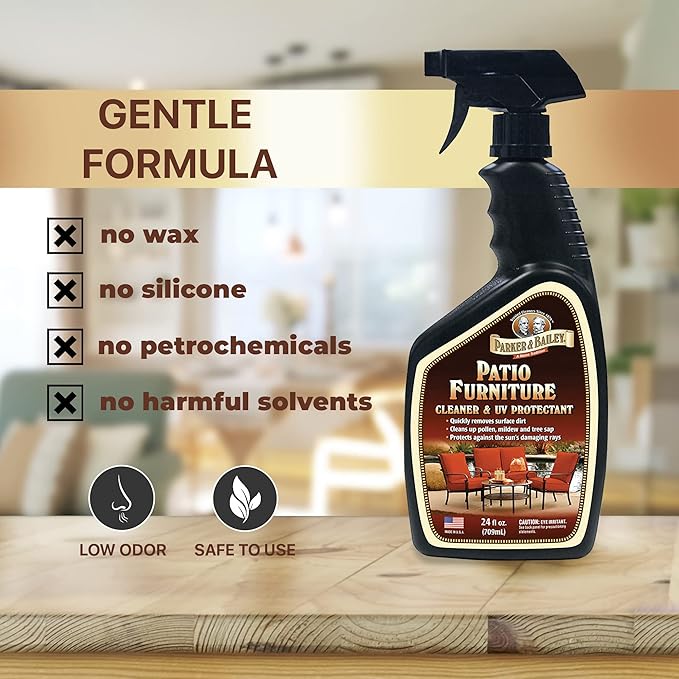 PARKER & BAILEY Patio Furniture Cleaner - Outdoor Furniture Cleaner UV Protectant Outdoor Patio Cleaner Spray Clean Outdoor Cushions Fabric Cleaner for Furniture Upholstery Stain Remover