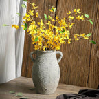 Ceramic Rustic Vase, 9.05 inch Farmhouse Flower Vase with 2 Handles, Decorative Pottery Flower Vases for Home Decor, Living Room Shelf Decor, Enterway, Table