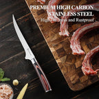 KEEMAKE Boning Knife 6 Inch, Super Sharp Fish Fillet Knife, High Carbon Stainless Steel Deboning Knives, Professional Boning Knives for Meat Cutting Poultry, Pakkawood Handle with Gift Box