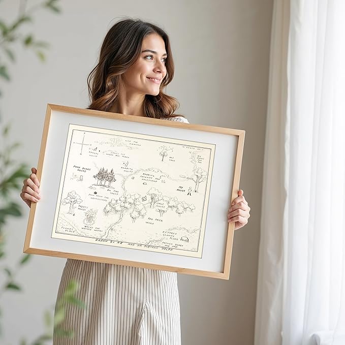 Winnie The Pooh Hundred Acre Wood Map - 11x14 Art Print (Unframed) | Neutral Nursery Decor | Kids Bedroom Wall Decor | A. A. Milne | Boys Room or Girls Room Artwork | Vintage Original Drawing