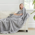 Cozy Bliss Luxury Sherpa Throw Blanket for Couch, Premium Reversible Plush Thick Throw, Warm Cozy Soft Blanket for Home and Gifts (Mottled Grey, 50" x 60")