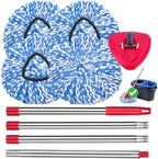 4 Pack Spin Mop Replacement Heads Compatible for O Ceda RinseClean 2 Tank System, Microfiber Mop Refills,Deep Cleaning, with 4.33in Core Base and Handles