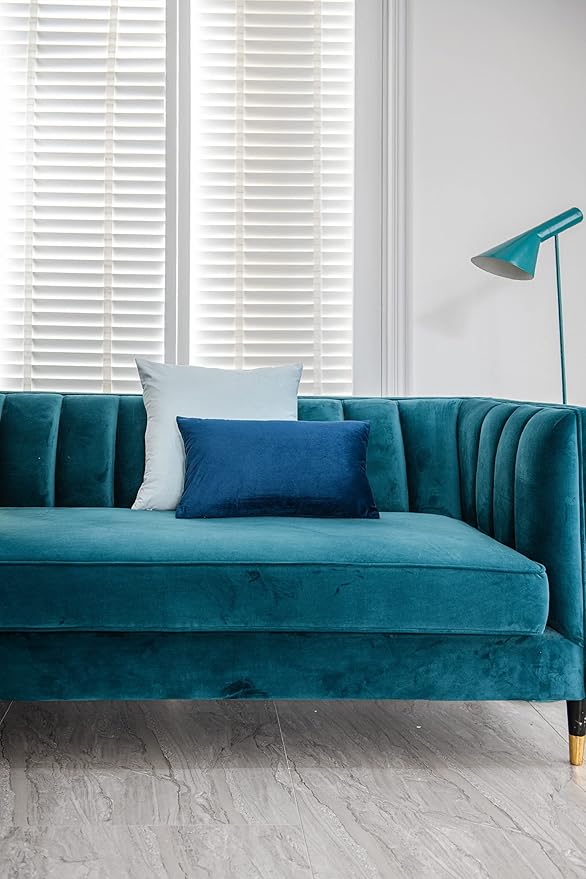 Midnight Blue Throw Pillow Covers 2 Pack 12 x20 Inch Cozy Soft Velvet Rectangular Decorative Pillow Cases, Lumbar Toss Pillow Shams, Euro Cushion Covers for Farmhouse, Couch, Sofa, Bed