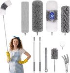 10PCS Dusters for Cleaning, Extendable Microfiber Duster with Extension Pole Up to 100'', Bendable Washable Cleaner Dusters for Cleaning Fan, High Ceiling, Blinds, Furniture, Car