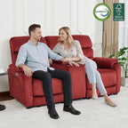 MCombo Zero Wall Recliner Loveseat with Console, Power Recliner Loveseat with Adjustable Headrest, USB A & C Charge Ports, Cup Holders, for Living Room, RVs, Small Spaces (Fabric, ST258M2, Burgundy)