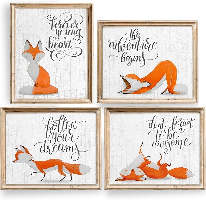 Fox Art Prints (Set of 4) - Unframed - 11X14s | Wall Decor to Bring Nature's Charm Indoors | A Stunning Addition to Any Art Lover's Collection | Home Office Decor | Living Room Decor
