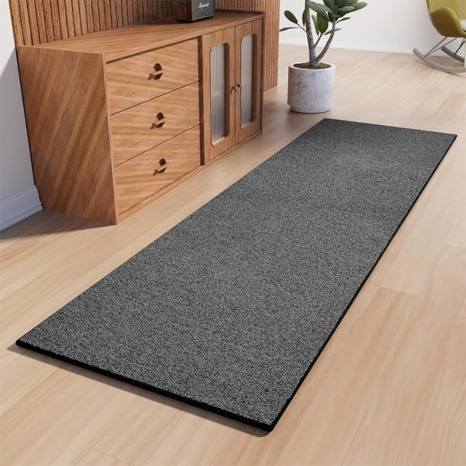 Door mat with Non Slip Rubber Backing, Washable Soft Floor Carpet for Kitchen, Hallway, Entryway Indoor, Bedroom, Laundry, Low Pile Area Rugs, Solid Color with Pointillism Style, 2 * 3 ft Black