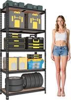 72" H Metal Storage Shelves 1500LBS Heavy Duty,5 Tier Garage Shelving Unit,Adjustable Garage Storage Utility Rack for Kitchen Pantry Basement Bathroom Closet