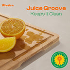 Riveira Wood Cutting Board – Gourmet Bamboo Grandeur: 30 x 20 Cutting Boards For Kitchen – Natural Wooden Cutting Boards For Kitchen – Innovative Juice Grooves Bamboo Cutting Board